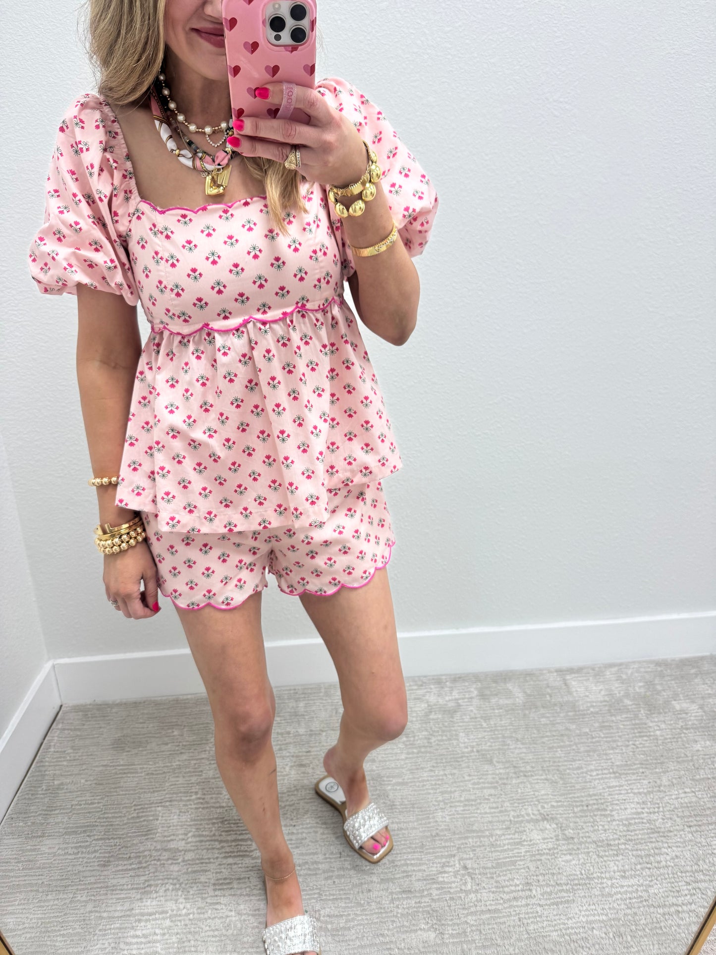 Light Pink Floral Two Piece Set