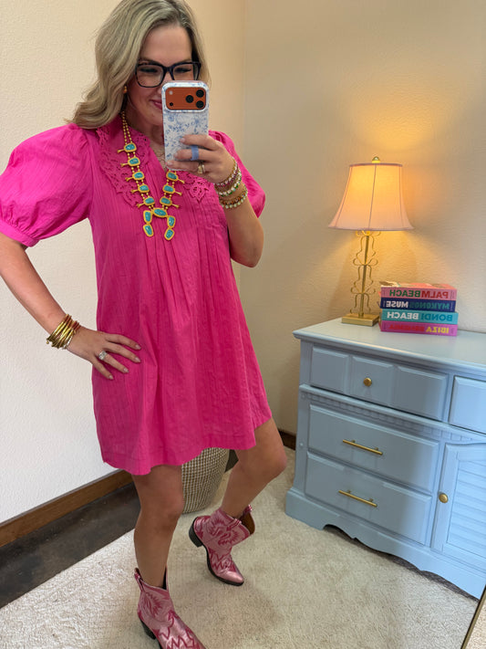 Hot Pink Peter Pan Collar Dress