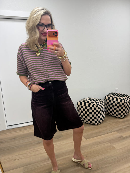 Plum Corded Shorts