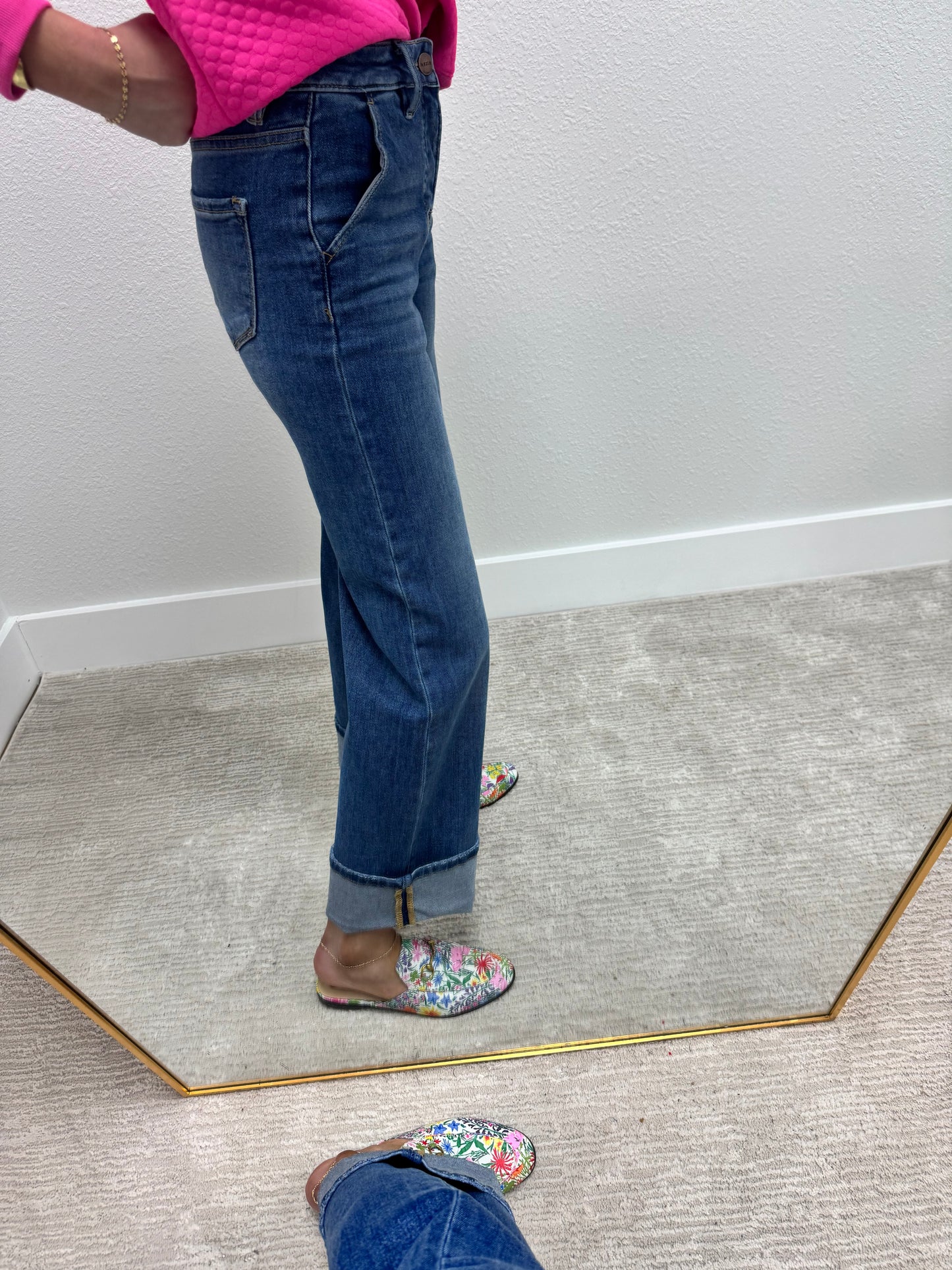 Risen Tummy Control Ankle Cuff Jeans