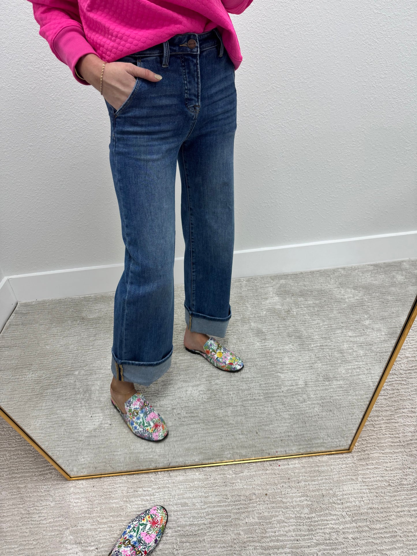 Risen Tummy Control Ankle Cuff Jeans