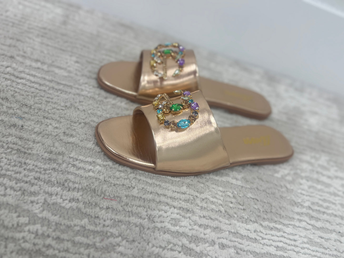 Gold and Colorful Crystal Sandal