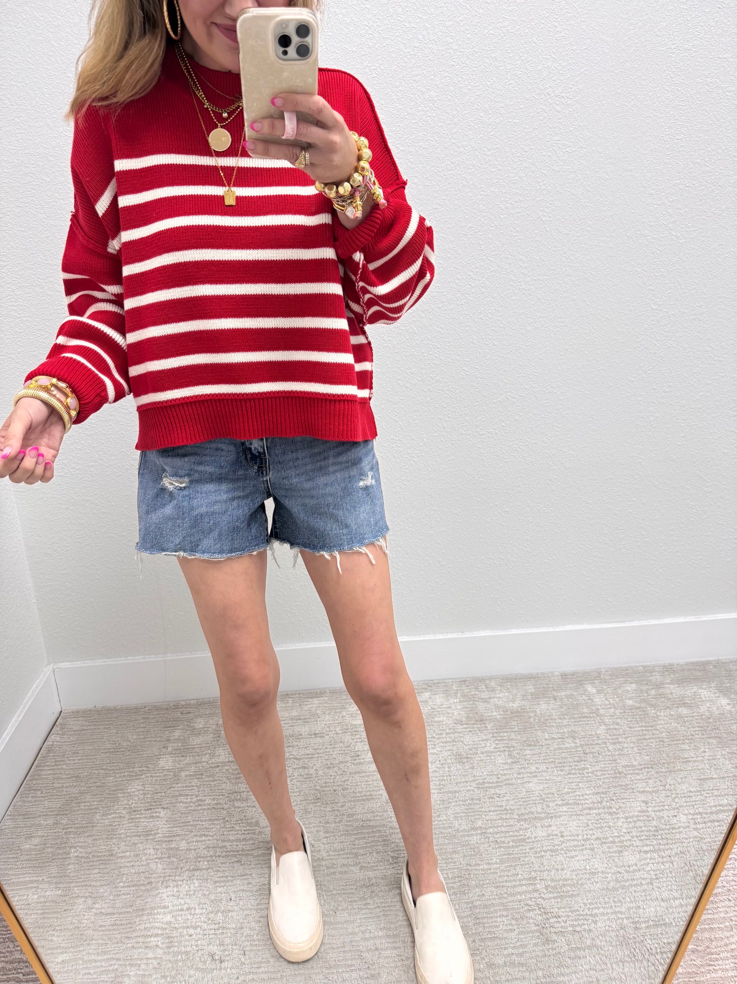 Ruby Striped Mock Neck Sweater