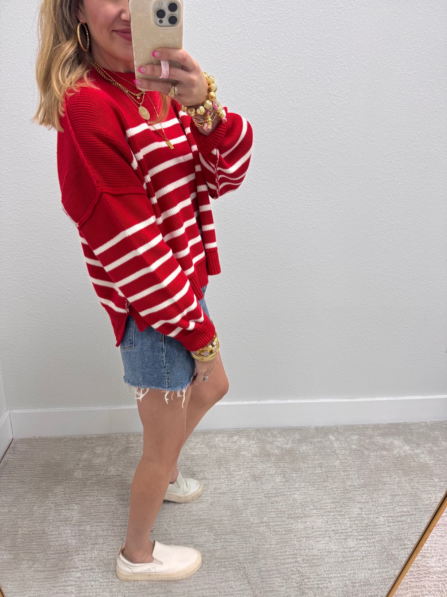 Ruby Striped Mock Neck Sweater