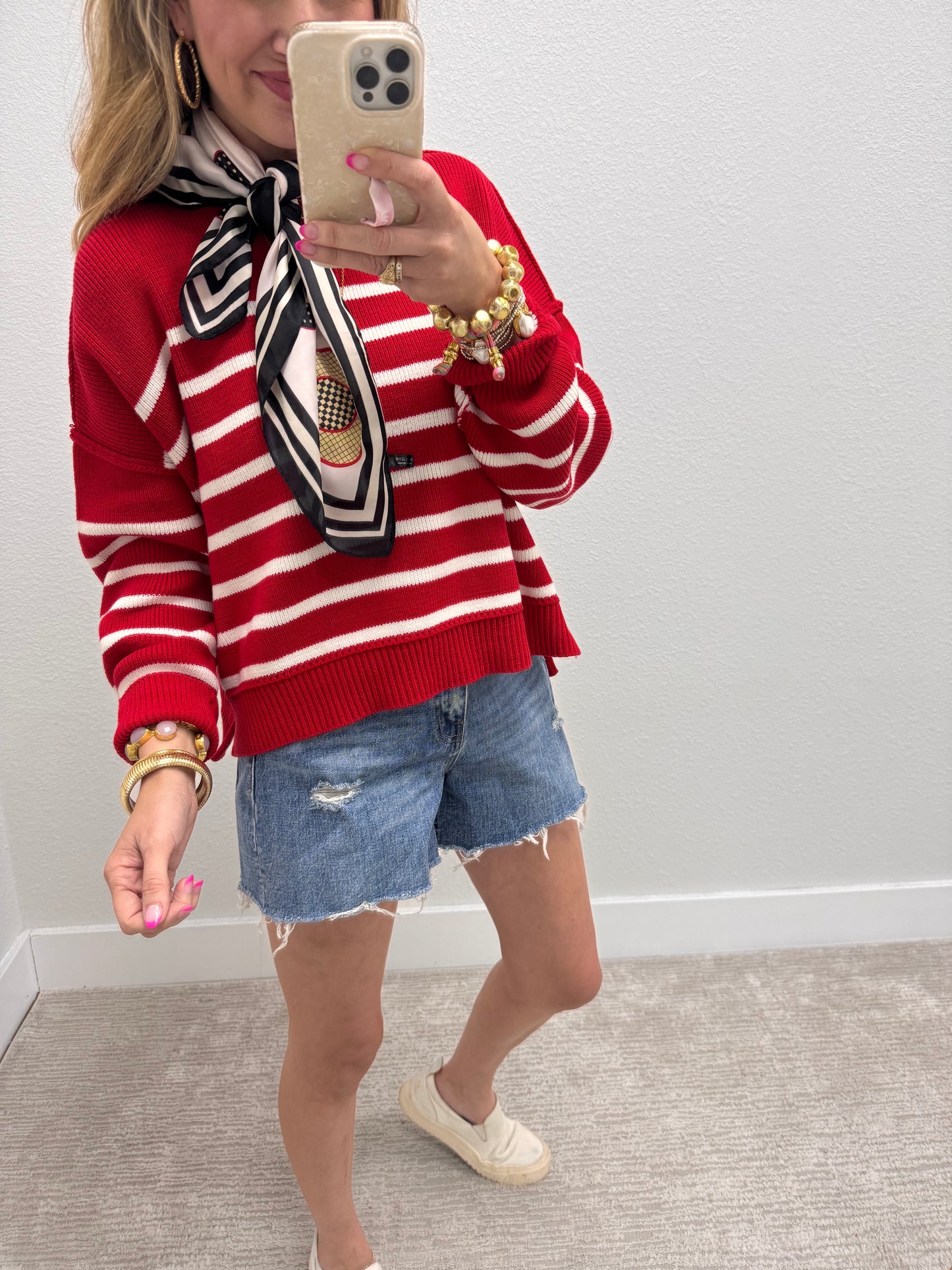 Ruby Striped Mock Neck Sweater