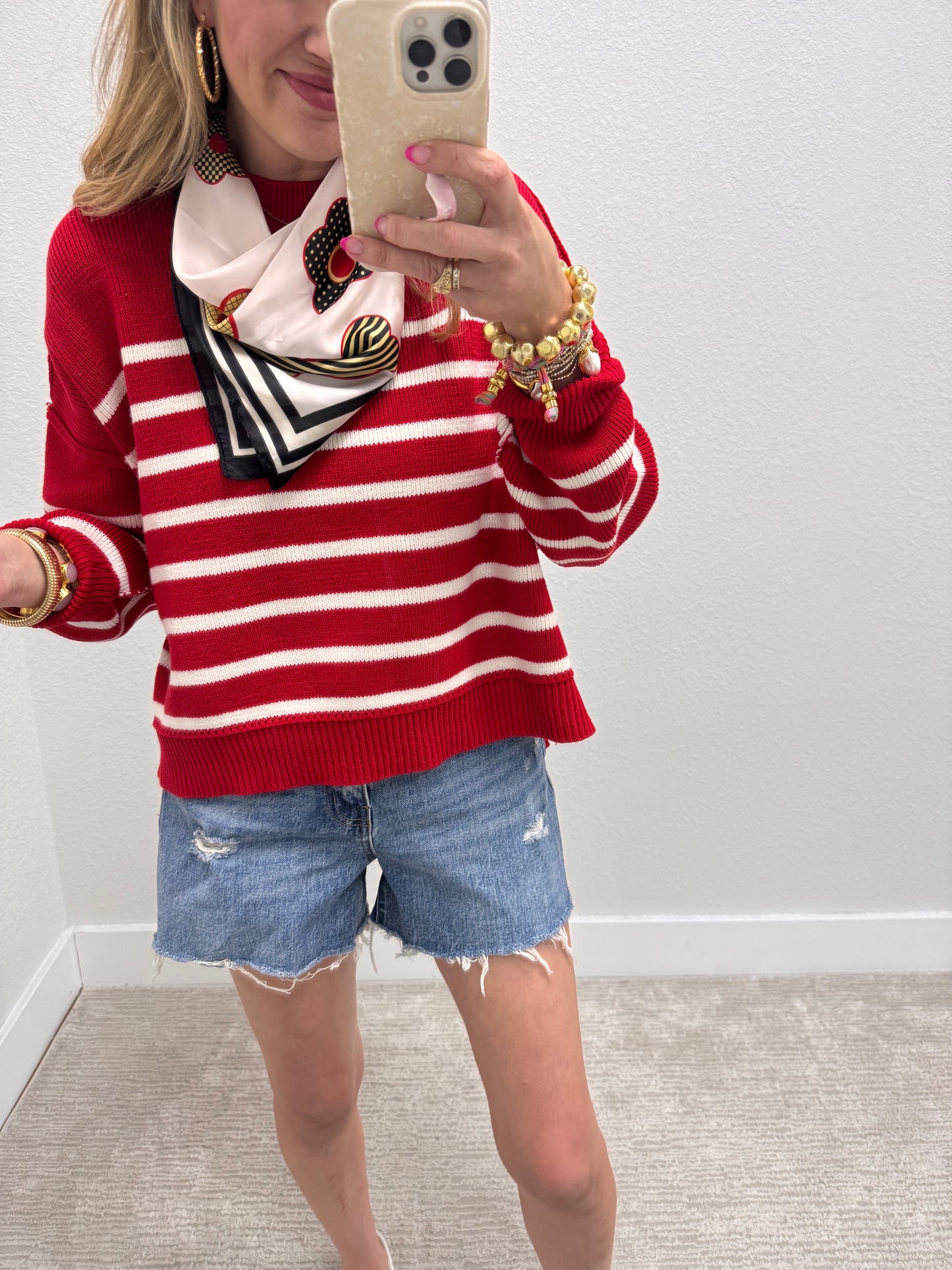 Ruby Striped Mock Neck Sweater