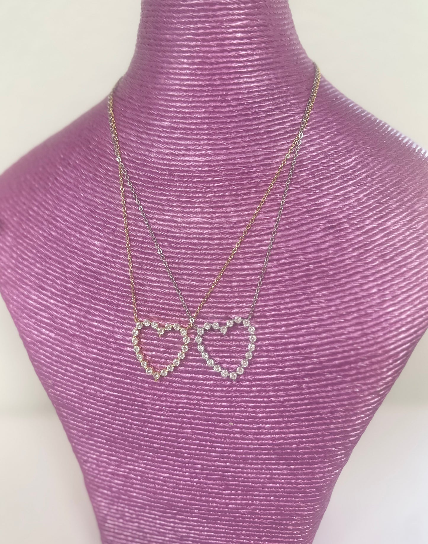 Crystal Heart Necklace (Silver & Gold)
