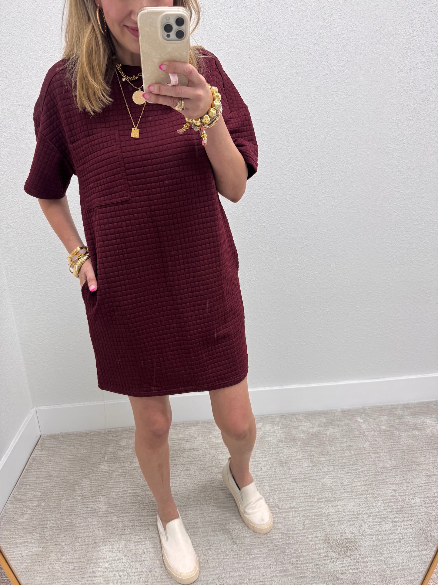 Tuesday Wine Quilted Dress