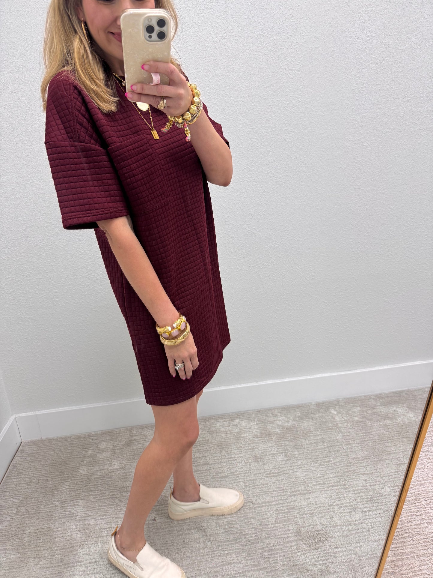 Tuesday Wine Quilted Dress