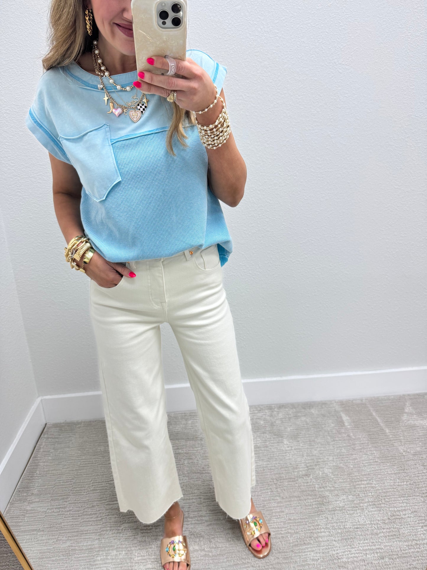 Cream White Straight Leg Jean