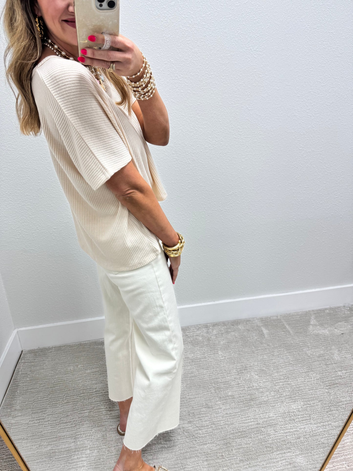 Cream White Straight Leg Jean