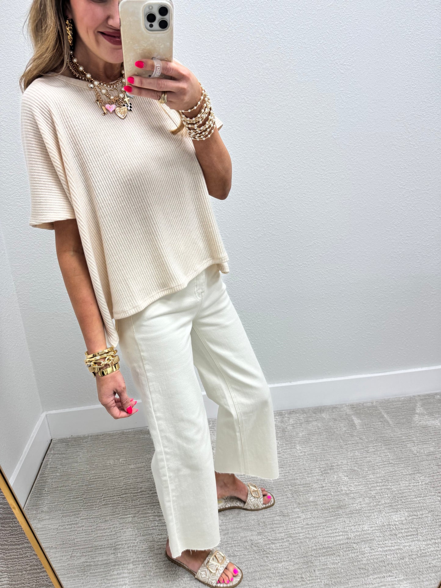 Cream White Straight Leg Jean