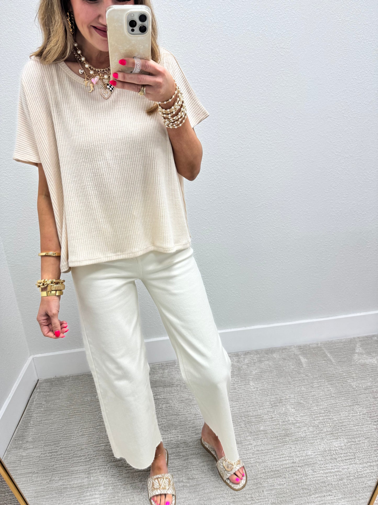 Cream White Straight Leg Jean