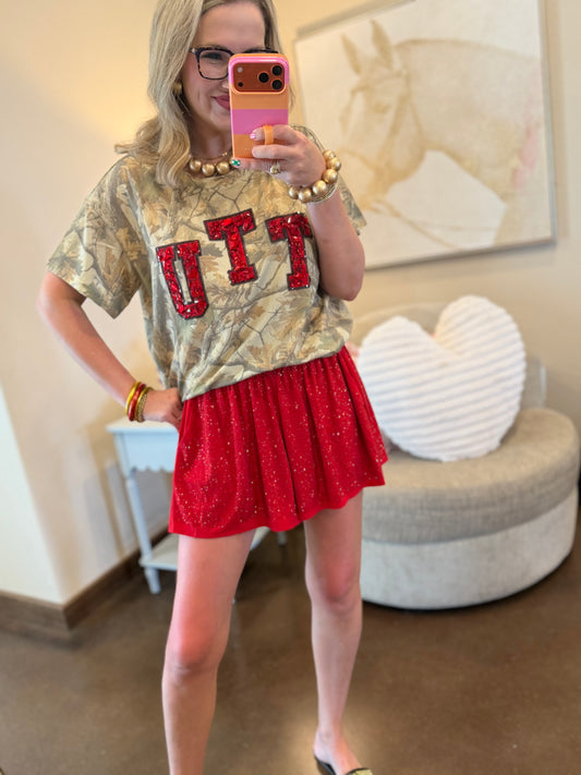 Queen of Sparkles Licensed Texas Tech Camo Tee