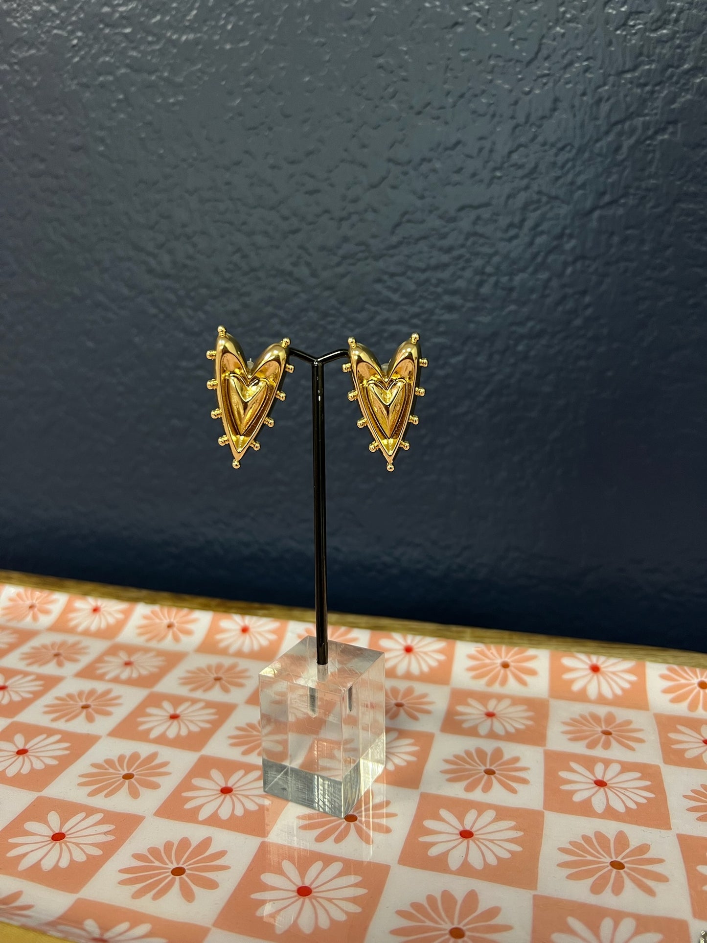 Studded Heart Earrings (Gold & Silver)