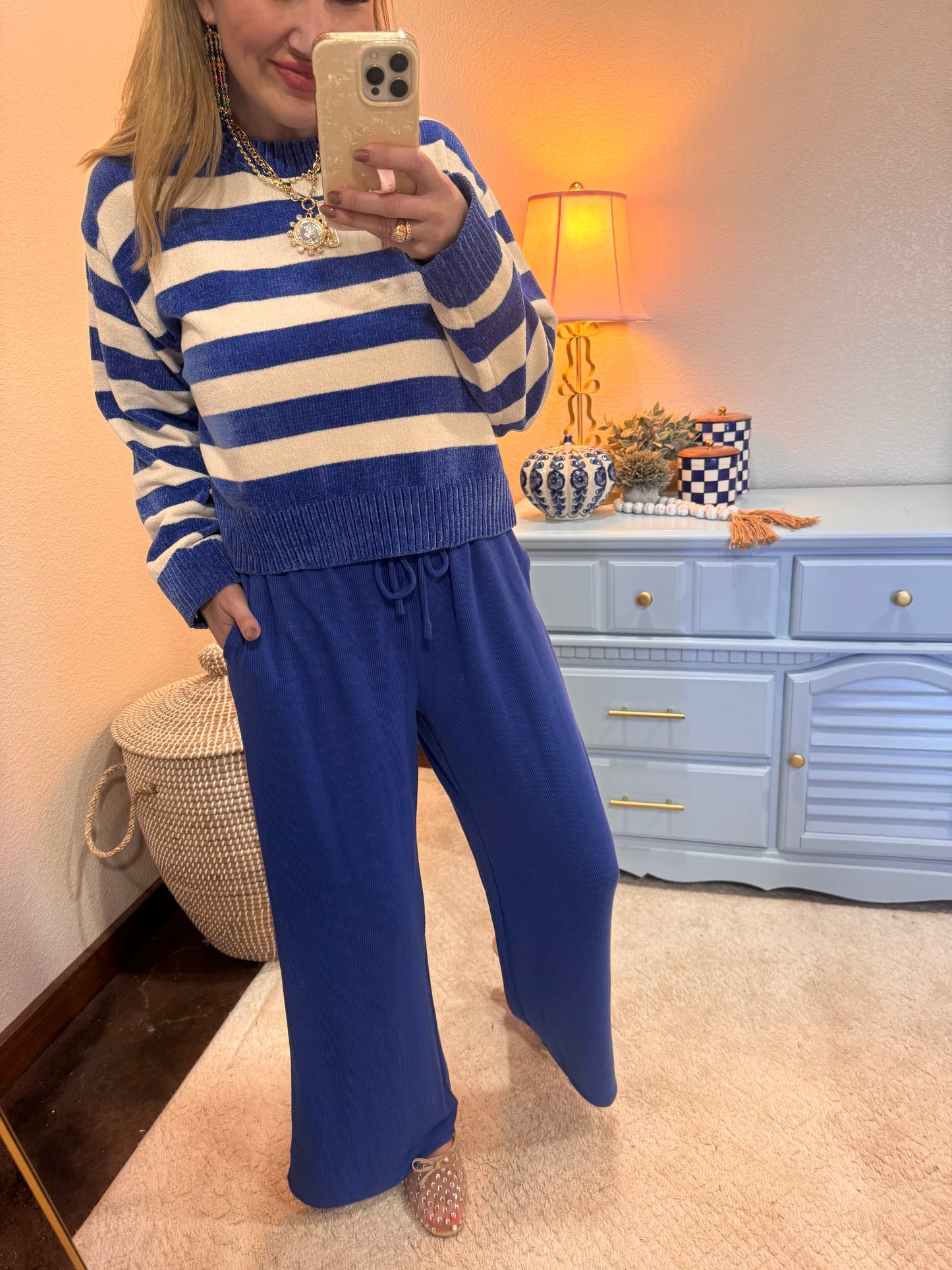 Cobalt & Cream Striped Sweater