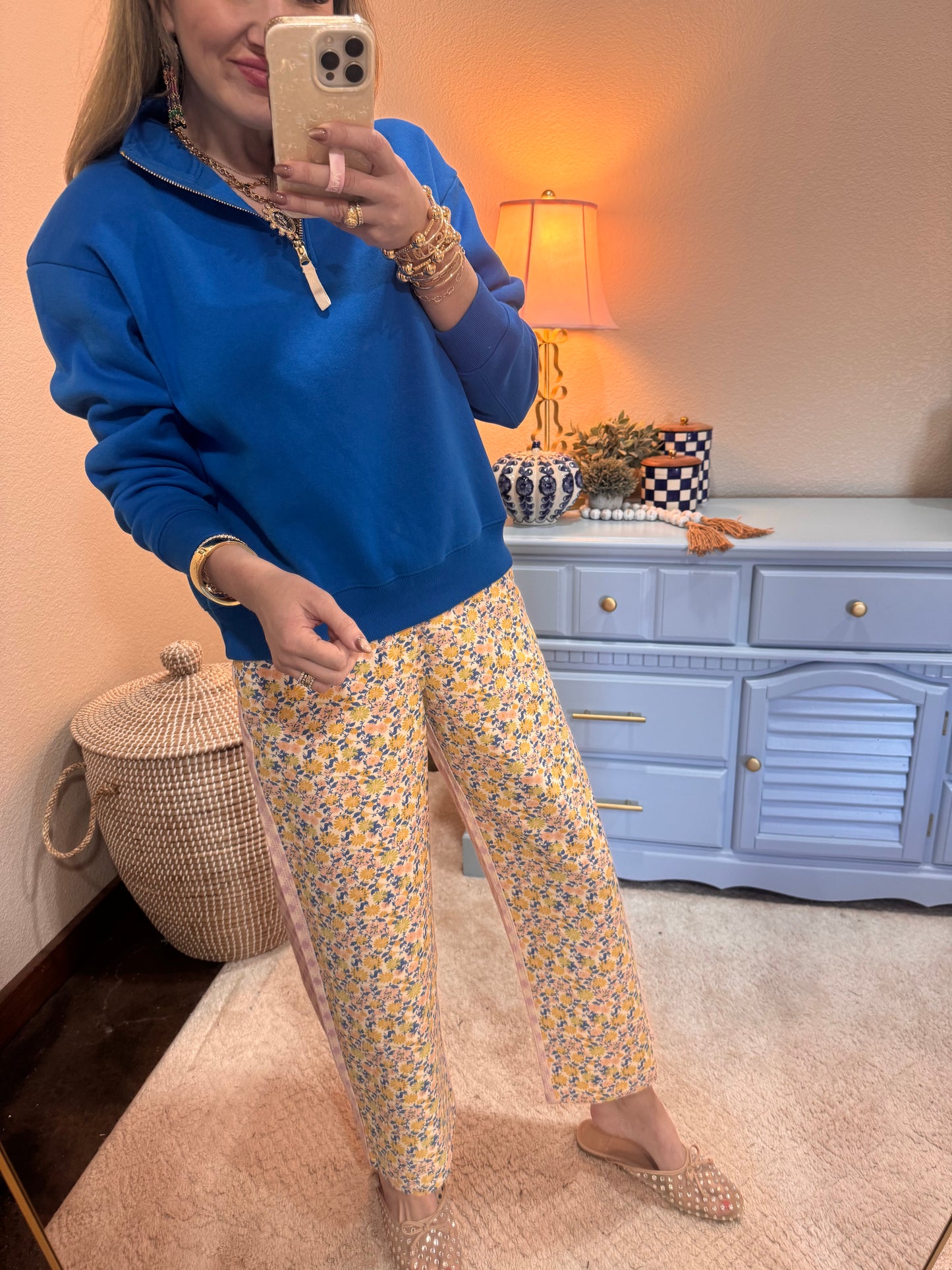 Cobalt Fleece Half Zip Sweatshirt