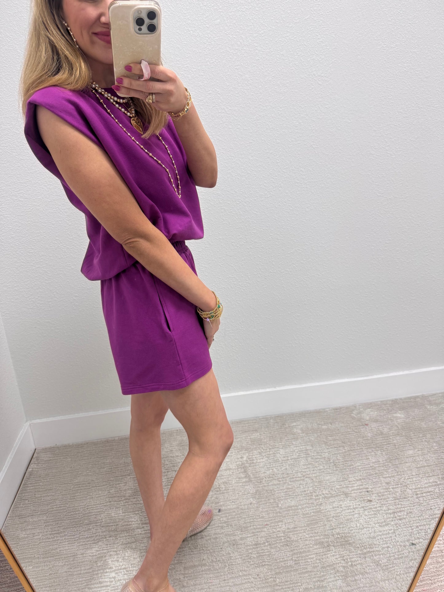 Plum French Terry Sleeveless Short Set