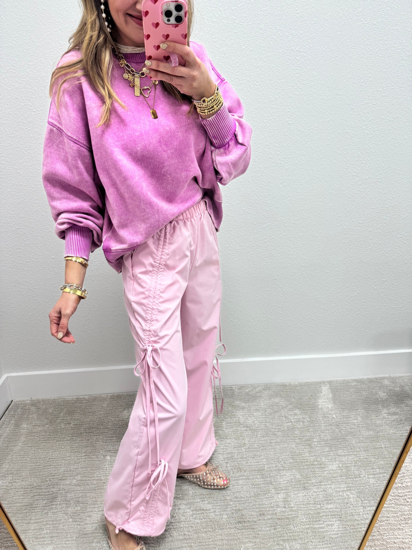 Pink Bow Parachute Pants FS
