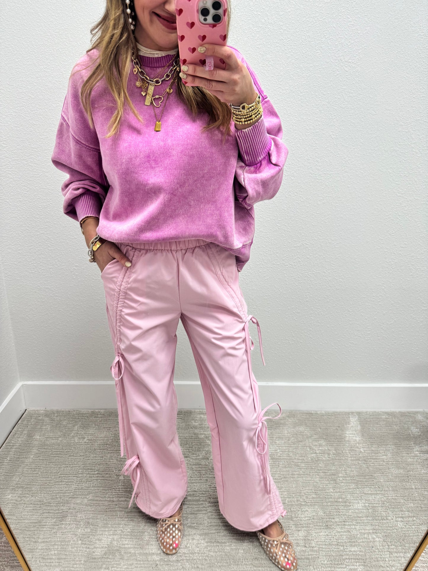 Pink Bow Parachute Pants FS