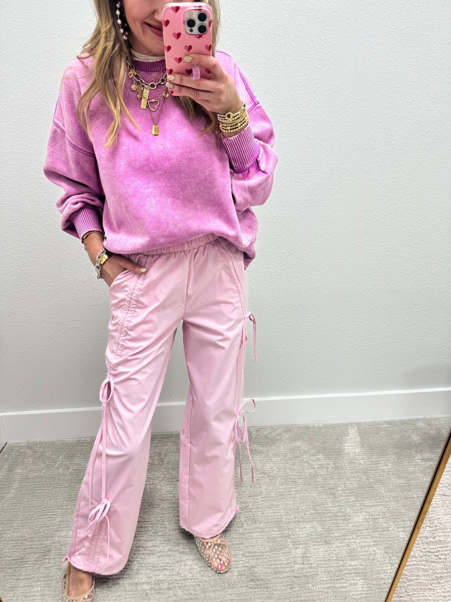 Pink Bow Parachute Pants FS