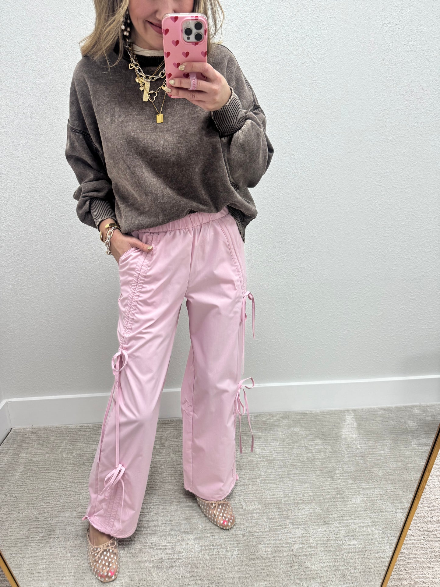 Pink Bow Parachute Pants FS