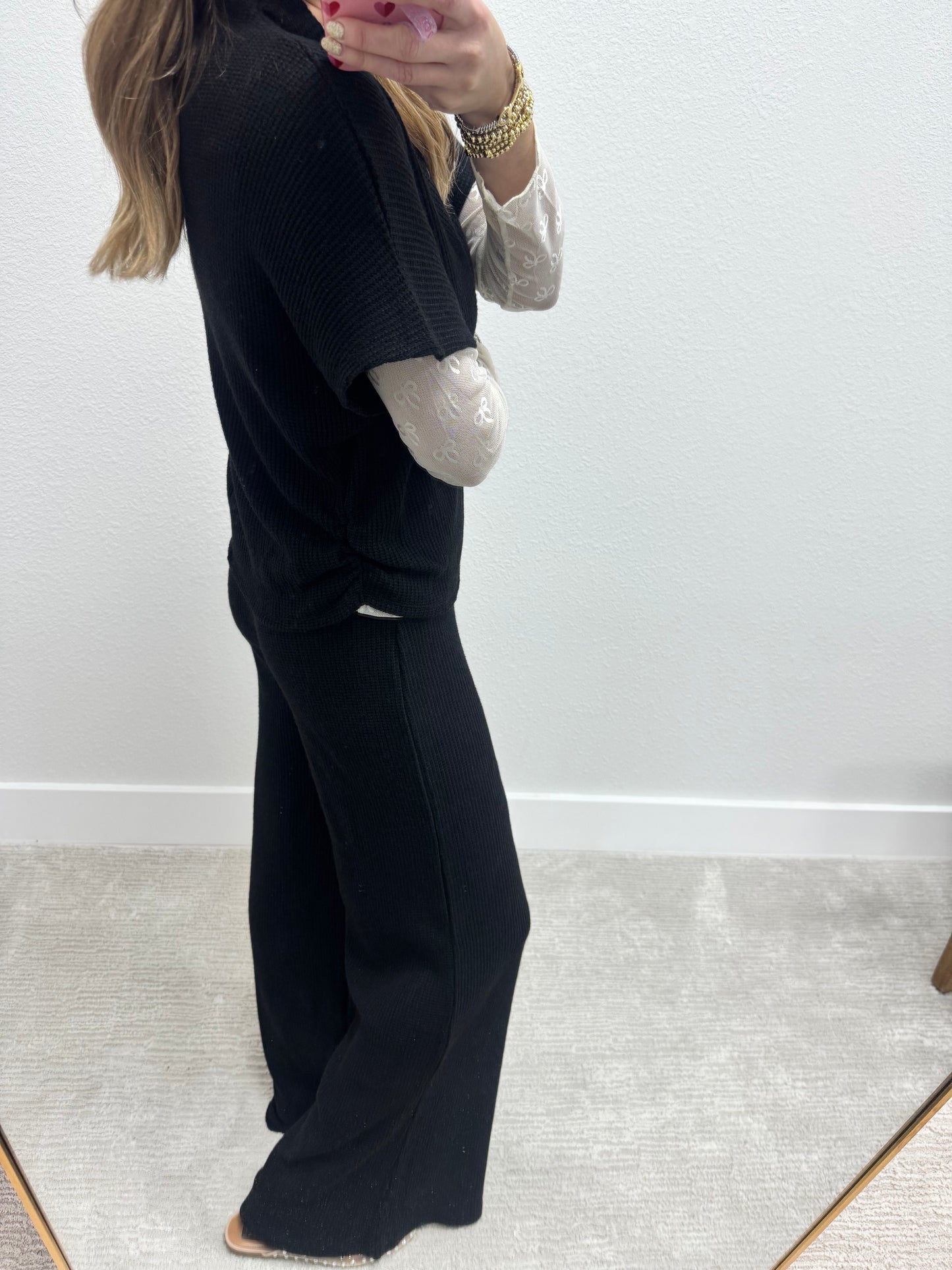Black Mock Neck Sweater Two Piece Set FS