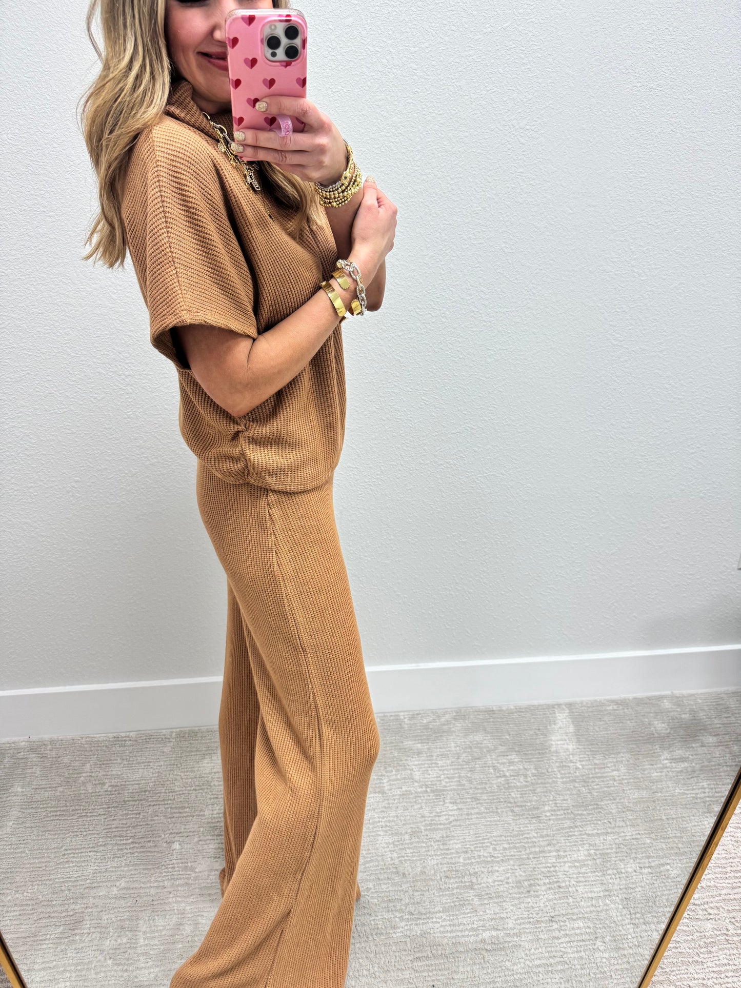Camel Mock Neck Sweater Two Piece Set FS