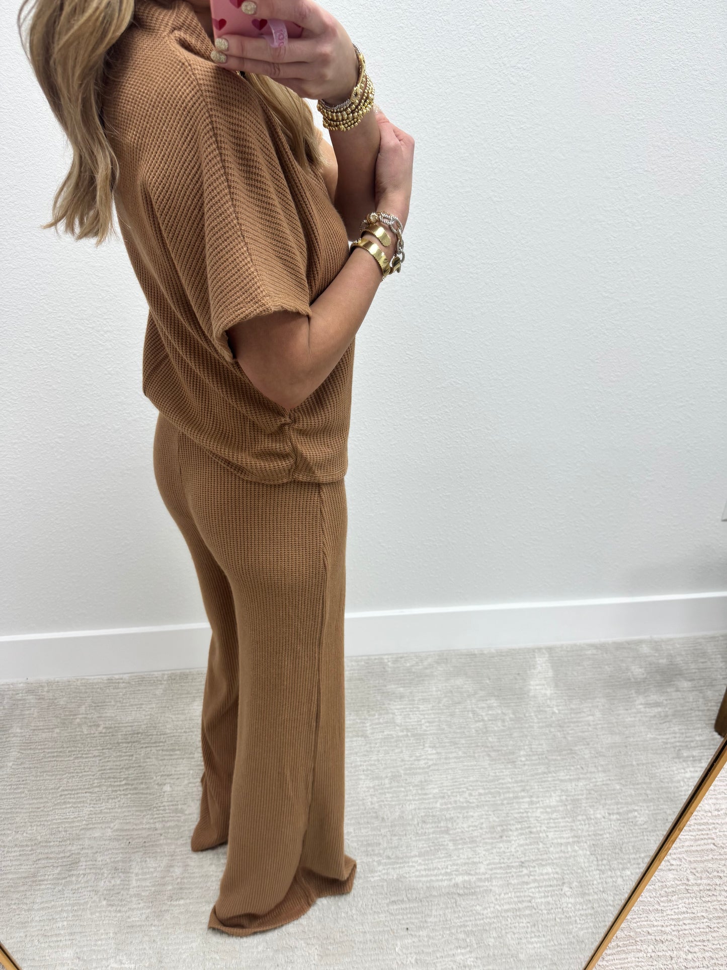 Camel Mock Neck Sweater Two Piece Set FS