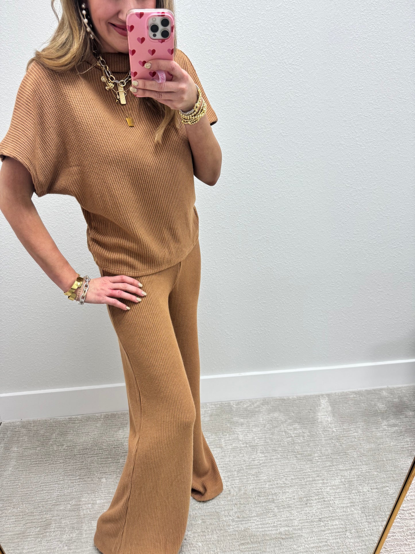 Camel Mock Neck Sweater Two Piece Set FS
