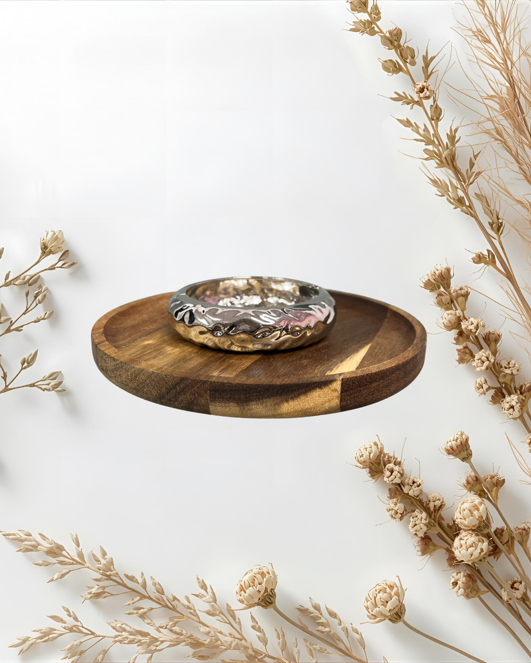 Hammered Bangle Cuff Bracelet (silver and gold)