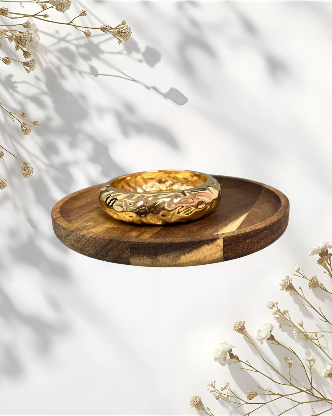 Hammered Bangle Cuff Bracelet (silver and gold)