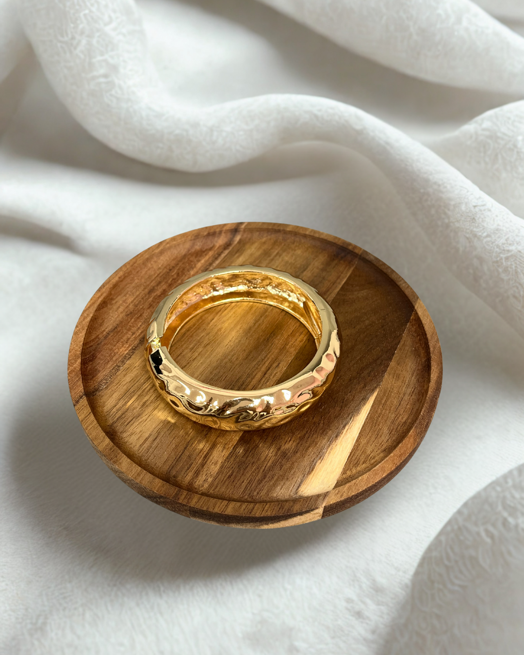 Hammered Bangle Cuff Bracelet (silver and gold)