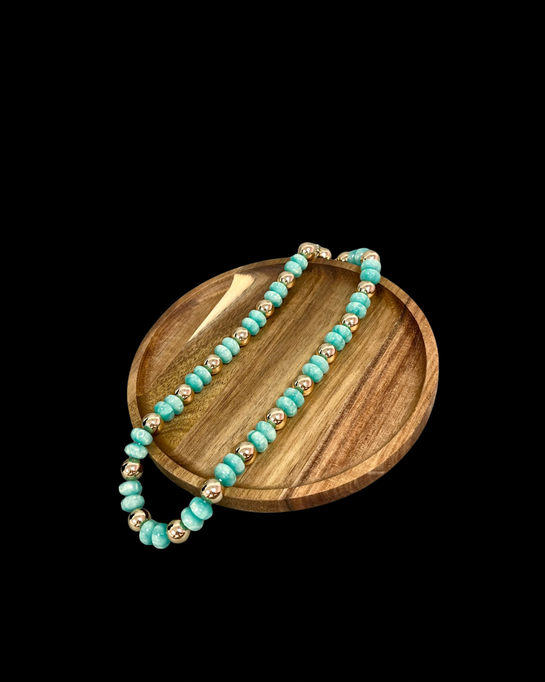 Colored Stone with Gold Bead Magnetic Necklace- 2 Colors