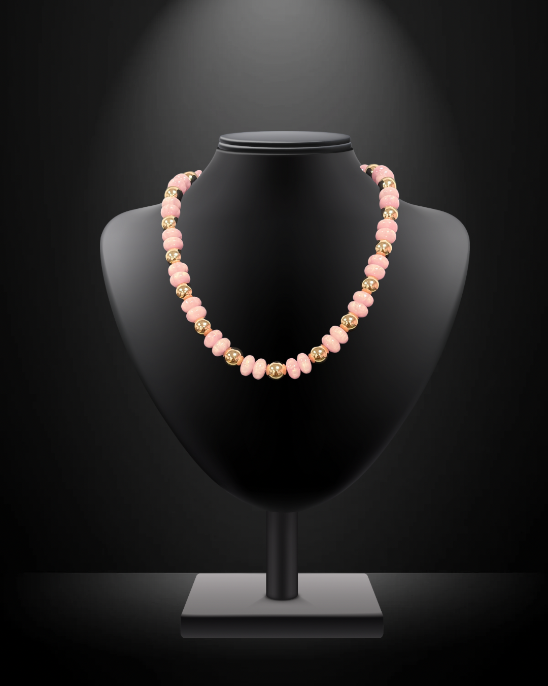 Colored Stone with Gold Bead Magnetic Necklace- 2 Colors