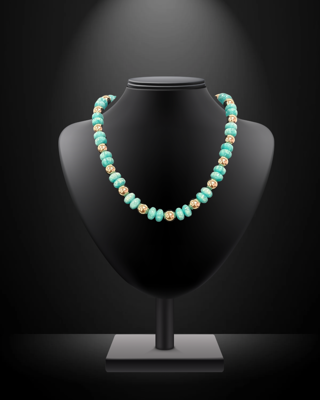 Colored Stone with Gold Bead Magnetic Necklace- 2 Colors
