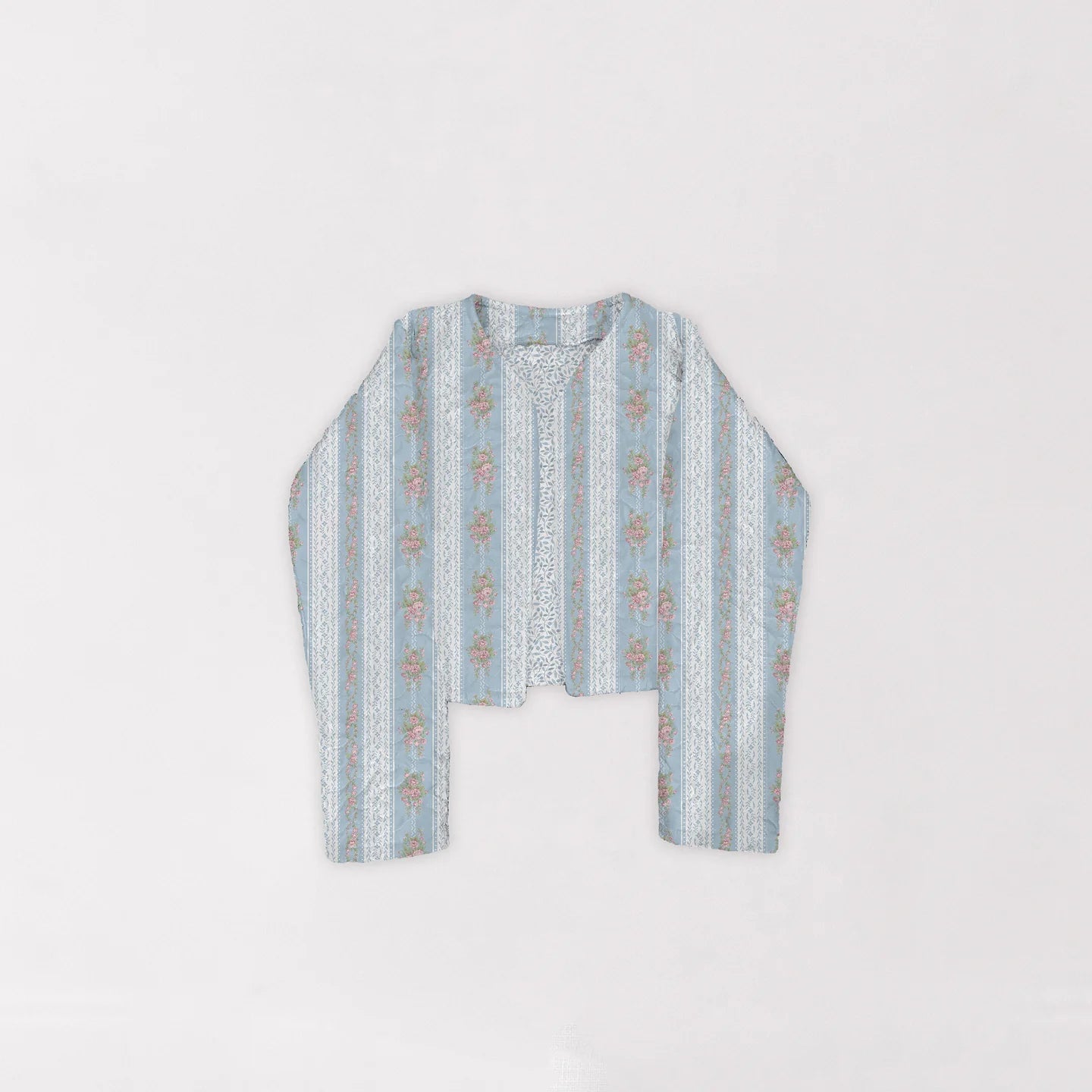 Ida Mae Bella Stripe Blue Quilted Cropped Jacket