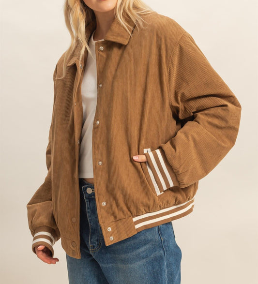 Camel Corduroy Varsity Jacket FS