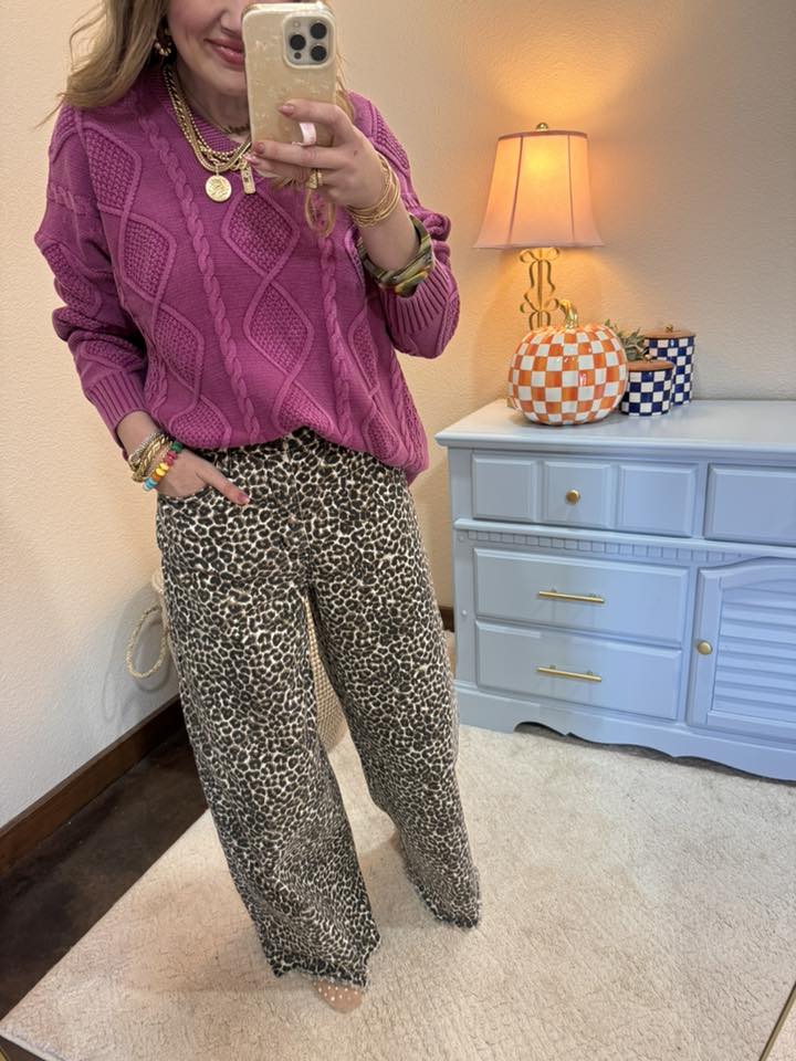 Baggy Leopard High Rise Wide Leg Jeans