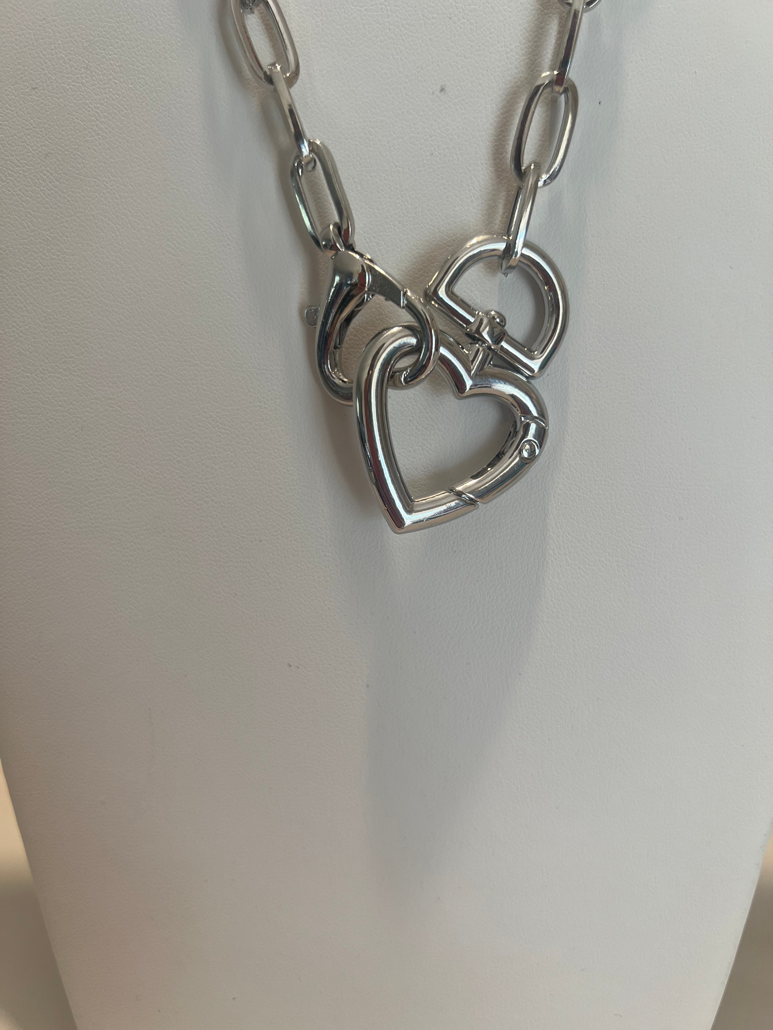 Heart Link Necklace (Silver and Gold)