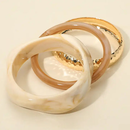 Set of 3 Bangle and Resin Bracelet Set