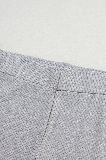 Gray Oversized Loose Tee and Skinny Shorts Set