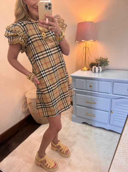Plaid Taupe Mix Dress