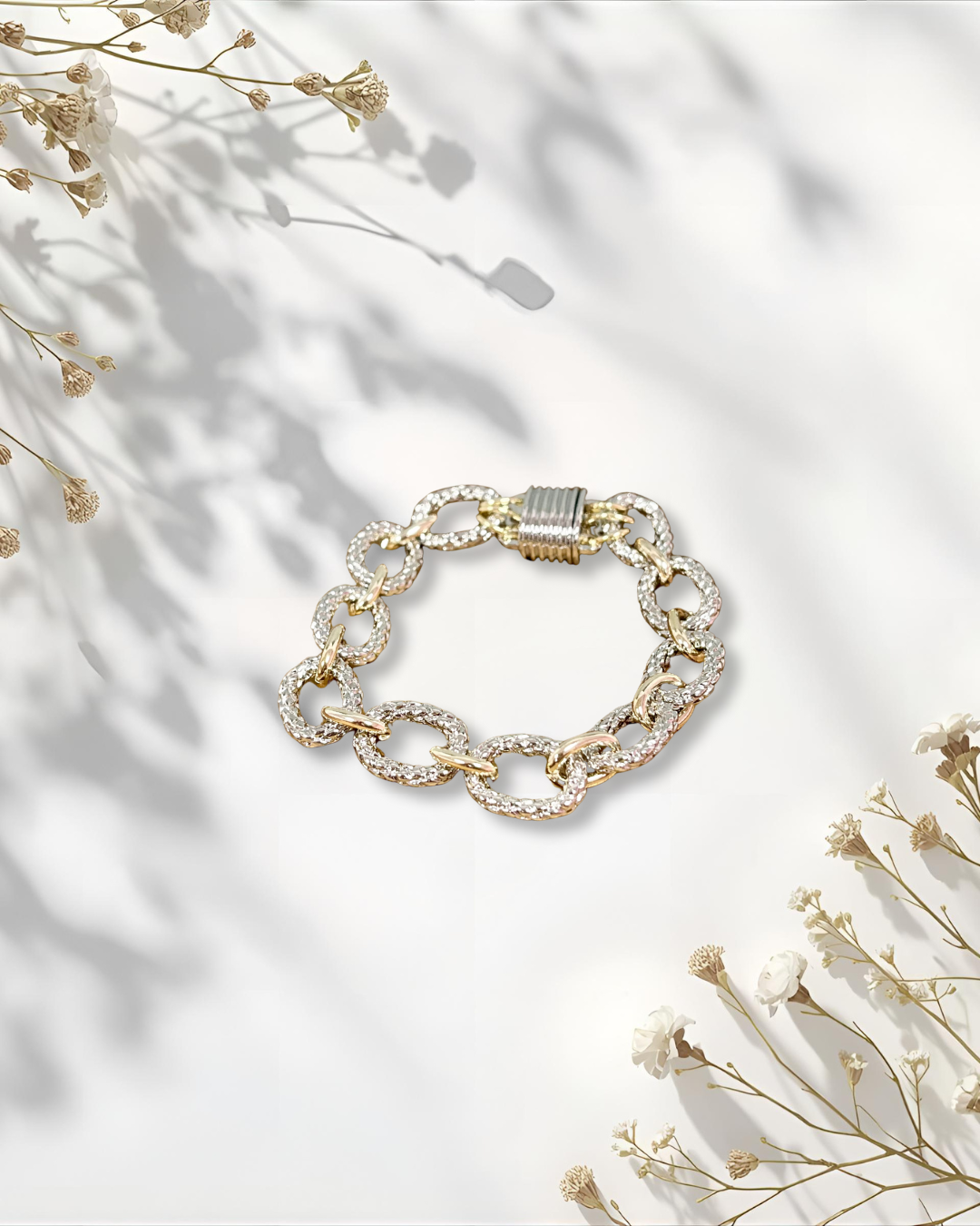 Silver with Gold Link Magnetic Bracelet