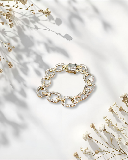 Silver with Gold Link Magnetic Bracelet