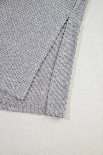 Gray Oversized Loose Tee and Skinny Shorts Set
