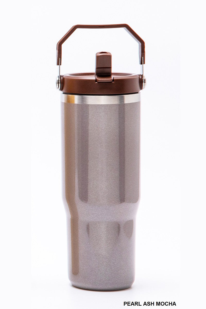 30oz Stainless Steal Pearl Flip Straw Tumbler (5 colors!)
