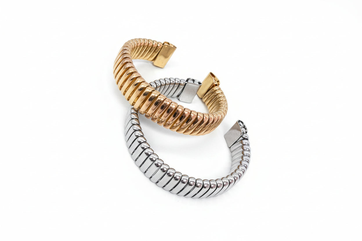 Textured Solid Cuff (silver and gold)
