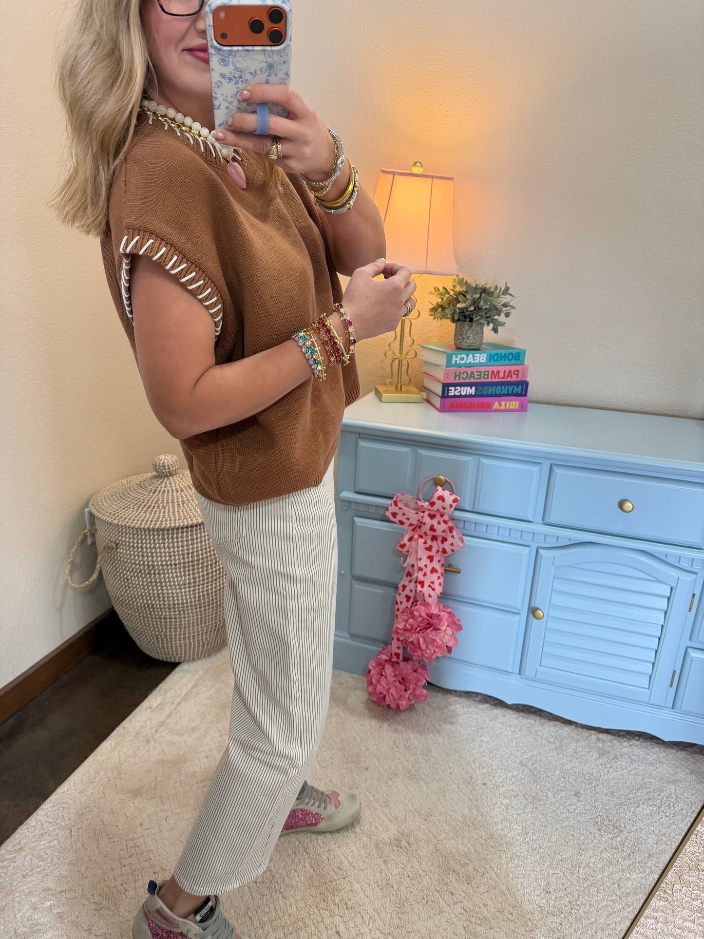 Camel Stitch Detailed Sweater Vest Top