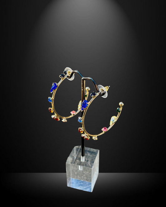 Multicolored Gemstone Hoops
